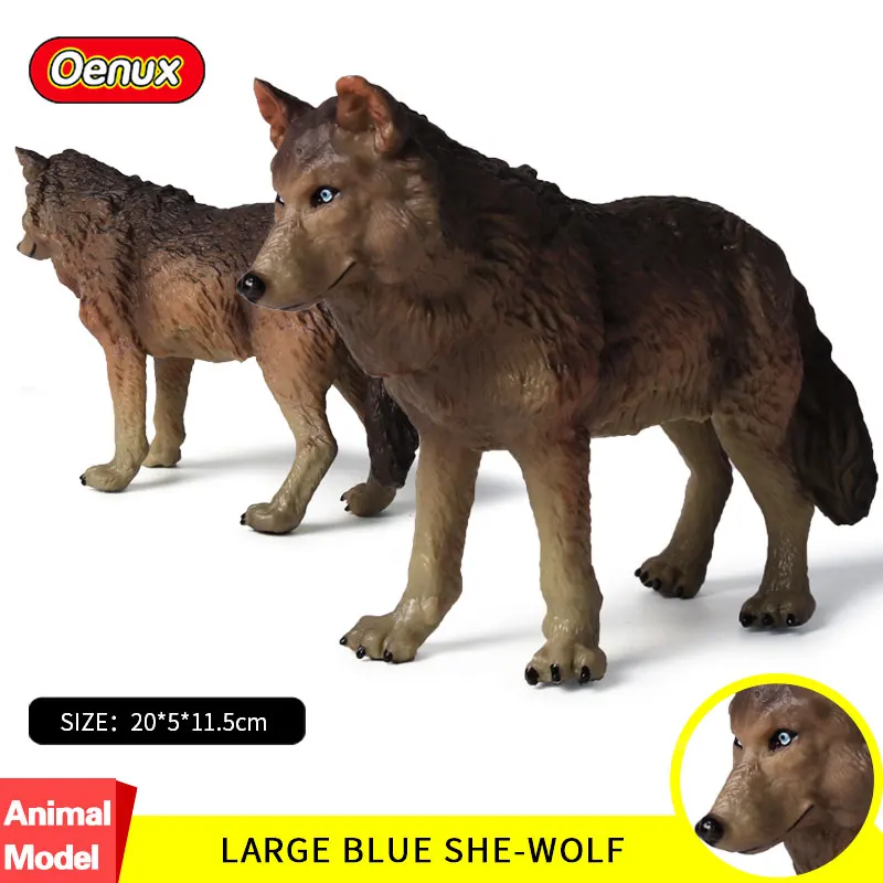 2Pcs Lifelike Grey Wolf Models Action Figure Kids Educational Toy Gifts