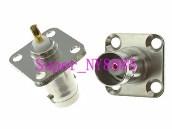 

10pcs Connector BNC female jack 4-holes flange solder cup Panel mount Straight
