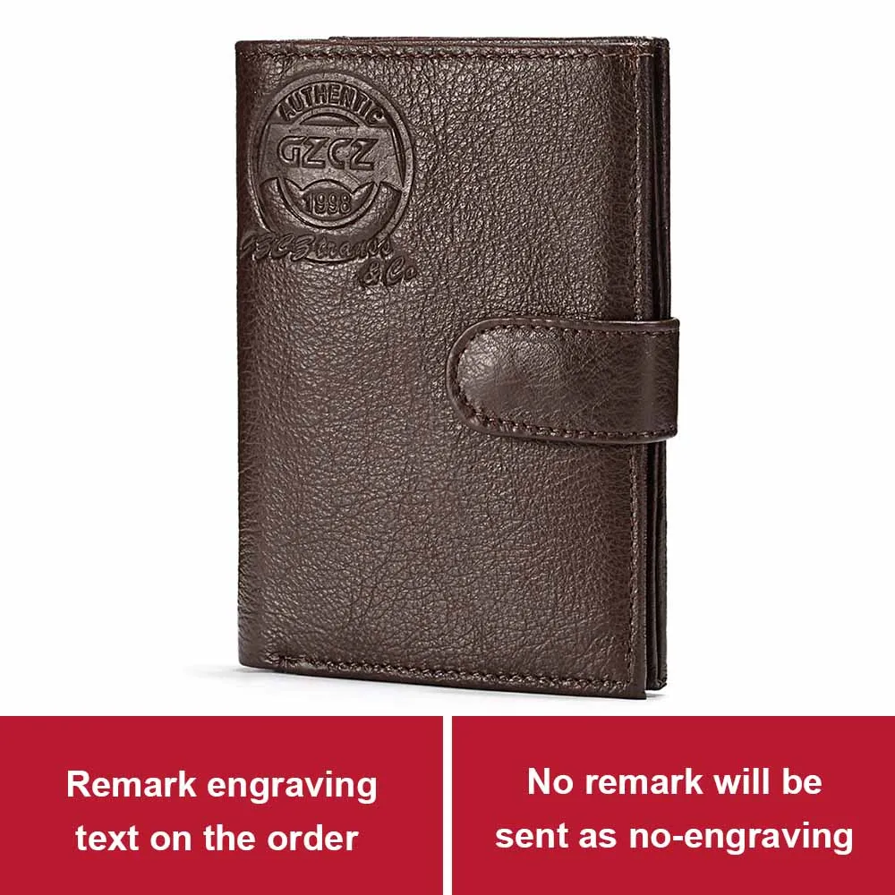 GZCZ мужской держатель для паспорта из натуральной кожи, бумажники, мужской модный кармашек для идентификационной Карты, кошелек с застежкой, кошелек, держатель для карт, Portomonee - Цвет: Coffee