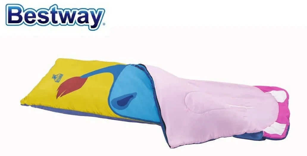 

68050 Bestway 165x65cm Kid-Camp150 Sleeping Bag 170T Polyester All-Over Printed Hippo Design 65"x26" Sleeping Bag For 6-10 Years