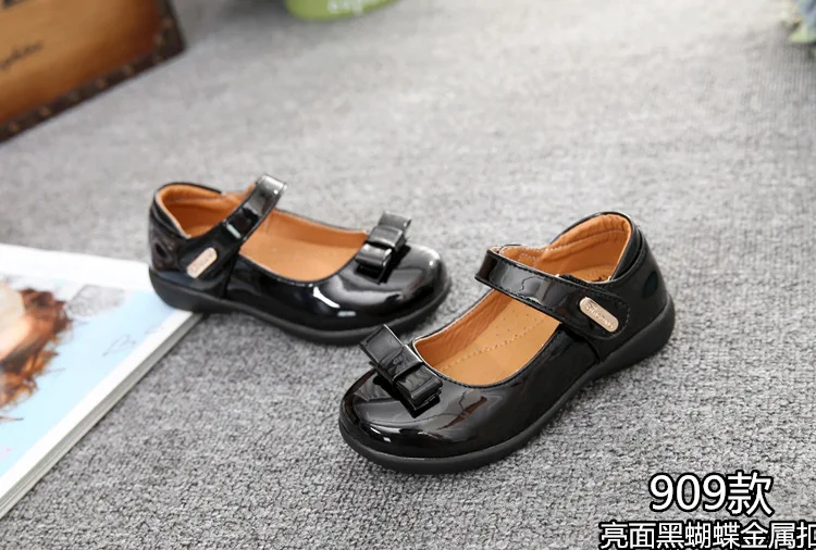 Sapatos de Couro Criança Meninas Princesa Crianças Pequenas Bowite Flats Grande Party Girls Estudantes Formais Sapatos Único pu 16 High Quality Mamãe e Bebê