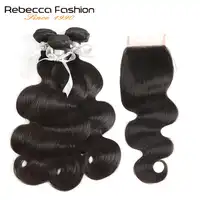 Rebecca บราซิลผมรวมกลุ่มราคาถูก 8A Bodywave 2 3 4 ผมรวมกลุ่มกับ Body Closure Body Wave พร้อมปิด