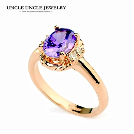 

Beautiful Rose Gold Color Austrian Purple Crystal Erstwhile Memory Design Lady Finger Ring Wholesale Fashion Accessories
