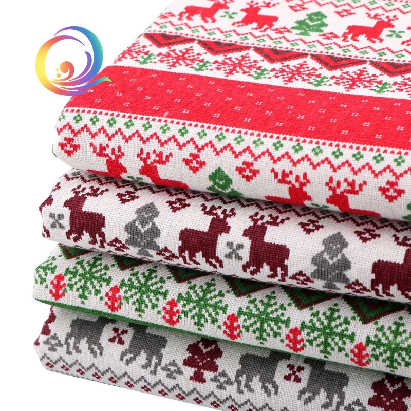 عيد الميلاد سلسلة ، المطبوعة القطن الكتان نسيج ل خليط DIY اللحف و الخياطة أريكة ، الجدول القماش ، الستار ، حقيبة ، وسادة المواد