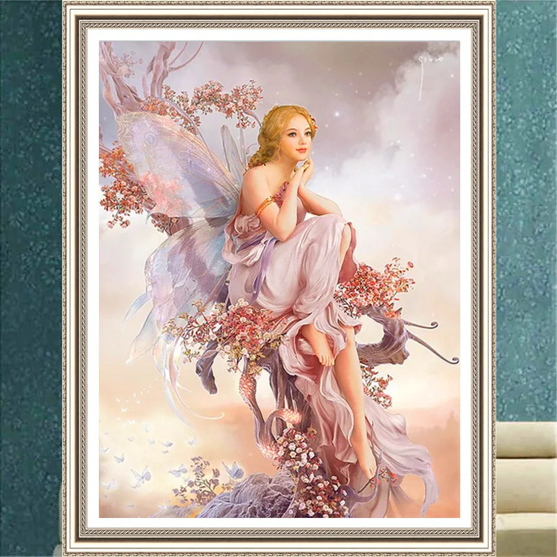 

Diy 5d Sale Diamond Embroidery, Diamond Mosaic, Full, Retro Girl, Butterfly FairyDiamond Painting, Cross Stitch, Decoration