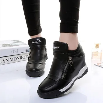 

Spring & Autumn Ladies Single Shoes Increased Internal 4cm Thick Bottom Casual Shoes side Zipper Casual Sports Tide Shoes Female