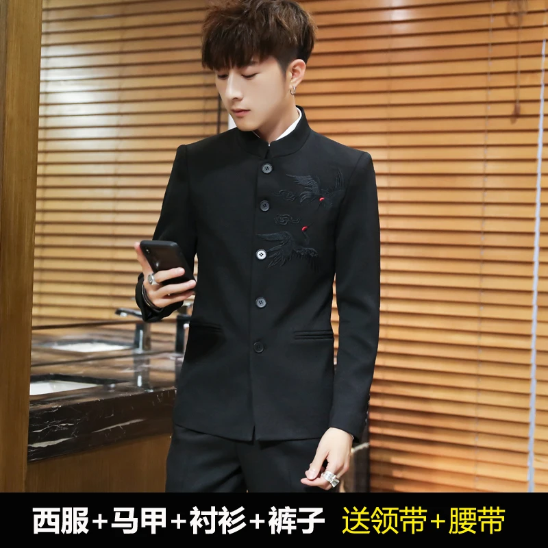

custom Men's Korean version of leisure suit; Men's spring suit jacket with Chinese style collar, Zhongshan suit and