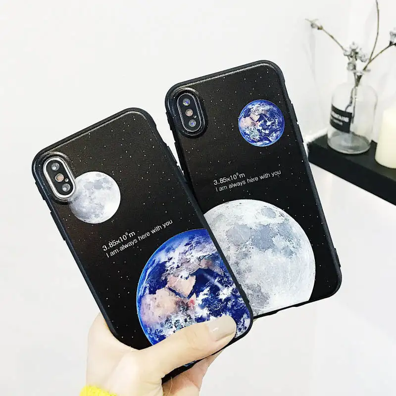 

Planet Personality Couple For Iphone 66s 78 78plus x/Xs Xr Xsmax Silicone Soft Case Anti-Fall Cover