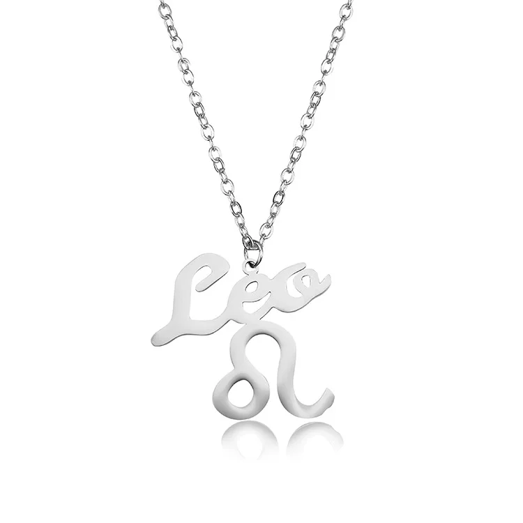 

Letter Leo Stainless Steel Zodiac Necklace Sign Constellation Signs Pendant Necklaces For Women 12 Constellation Jewelry