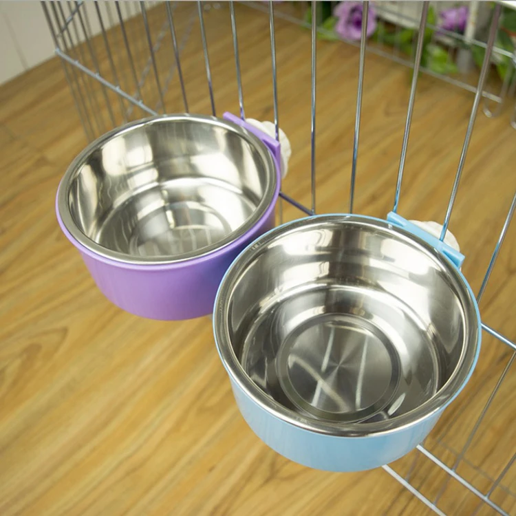 Pet Stainless Steel Hanging Bowl Cat Bowls Dogs Food Bowl Suitable Wire