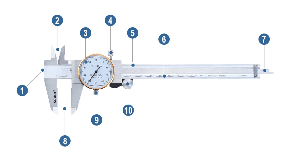 Syntek суппорт 0-300 мм метрический Калибр 300 мм 8 дюймов измерительный инструмент циферблат Штангенциркули ударопрочные штангенциркуль 0,02 мм SGS CE