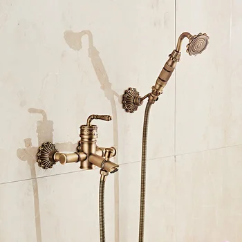 

Bamboo Shower Faucet Mixer Tap Antique Bronze Brass Bath Shower Faucet Set Bathtub Faucet Torneira Bath