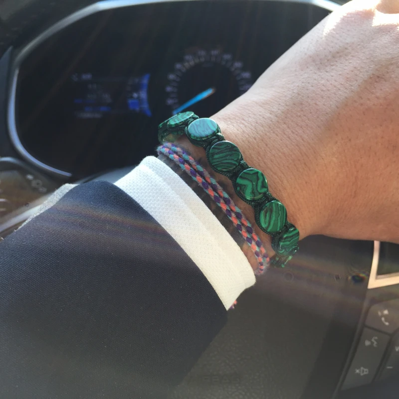 

Mcllroy charms bracelet men natural stone green geometric handmade couple bracelets bangles Fashion men jewelry valentine gift