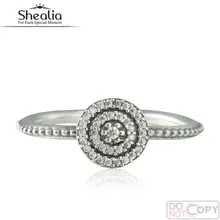 2016 Primavera Radiante Elegancia Anillos Para Las Mujeres 925-Sterling-Silver AAA CZ Pavimenta el Anillo de Compromiso de Boda Joyería Logotipo de la Marca Shealia