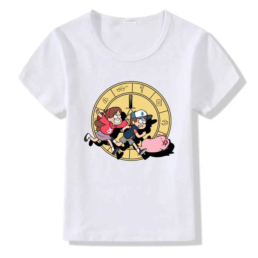 

Children's Cartoon Tees Gravity Falls Printed T-shirt Harajuku Funny T Shirt Kids Casual Summer Tops Short Sleeve White Clothes
