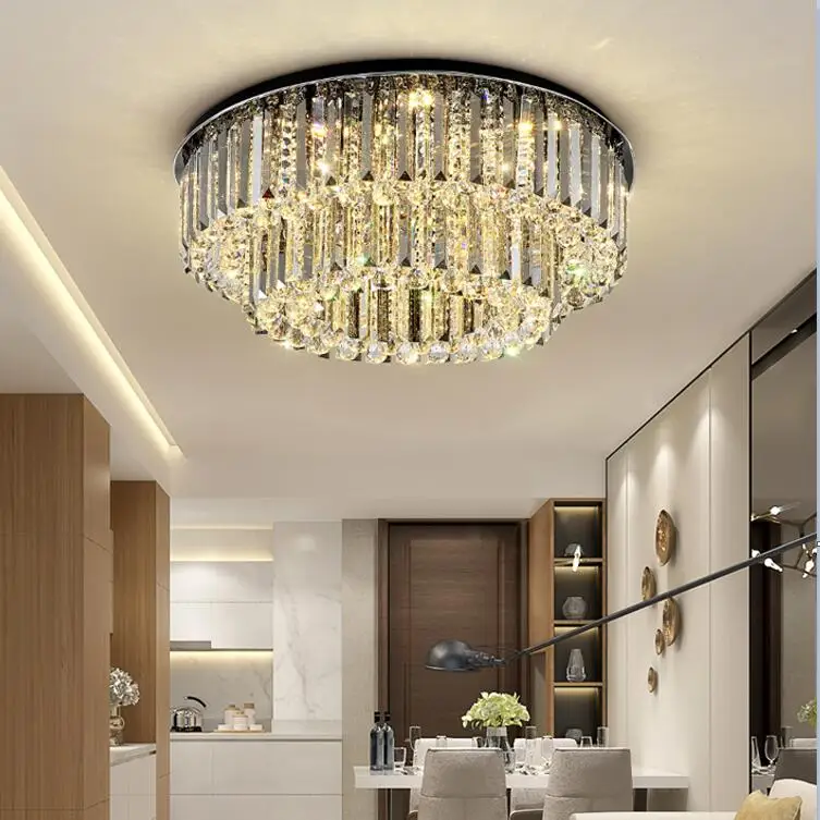 

Модная Хрустальная светодиодная лампа, потолочное освещение, три цвета, с регулируемой яркостью, потолочные светильники для гостиной, спальни, Lustre