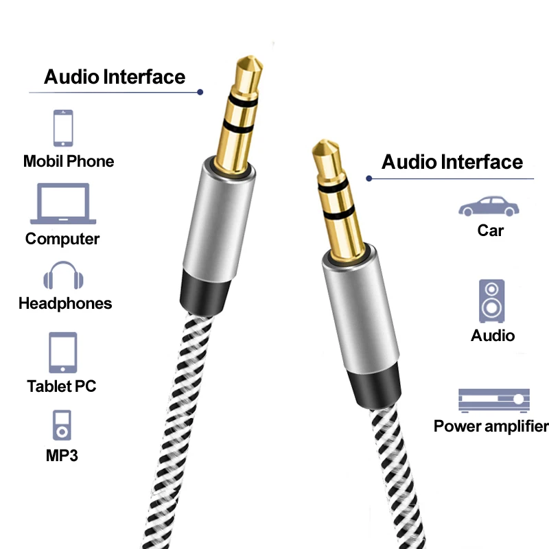 Многоцветный нейлоновый 3,5 мм разъем аудио кабель папа-папа 3,5 мм стерео автомобильный Aux аудио кабель 1 метр Aux Шнур для Iphone samsung Xiaomi