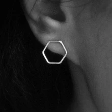 1 пара, модные простые креативные серьги с геометрическим шестиугольным стержнем для женщин, женские маленькие серьги-шпильки, элегантные ювелирные изделия, подарок для девочек