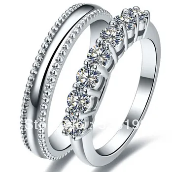 

Xmas wholesale Memorial Fine diamond rings for lovers engagement eternal white gold Cover promise Wedding rings for lovers