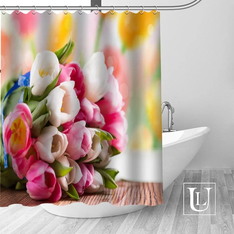 Spring Tulip Flower Shower Curtains Custom Design Creative Shower