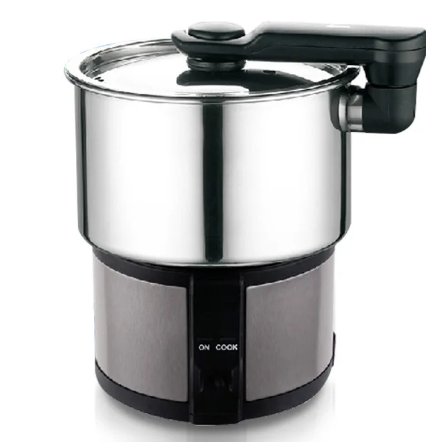 

Mini electric rice cooker food steamer small portable stainless steel pot frying pan travel Soup cooking skillet 110V 220V
