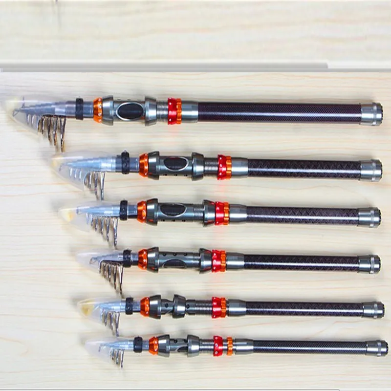 

Free Shipping 99% Carbon Fiber 1.8-3.6M Super Hard Telescopic Fishing Rod Carbon Spinning Pole Sea Fishing Stick Colorful Ring