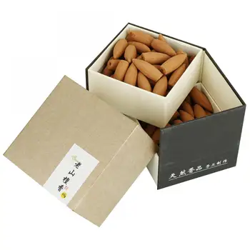 

Approx 120pcs/Box Sandalwood Smoke Backflow Incense Cones Aroma Reflux Tower Incense Teardrop-Shaped Brown Cones Gift 15*36mm