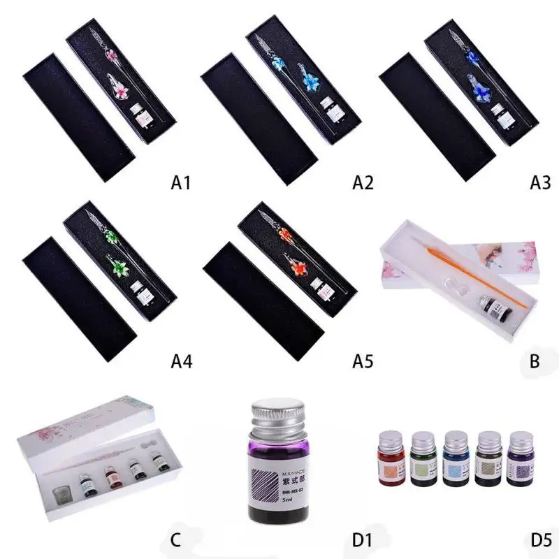 Романтическая стеклянная авторучка для подписи вечерние Сувениры Цветок чернила письмо стеклянная ручка с чехлом Свадьба День святого Валентина банкет подарки