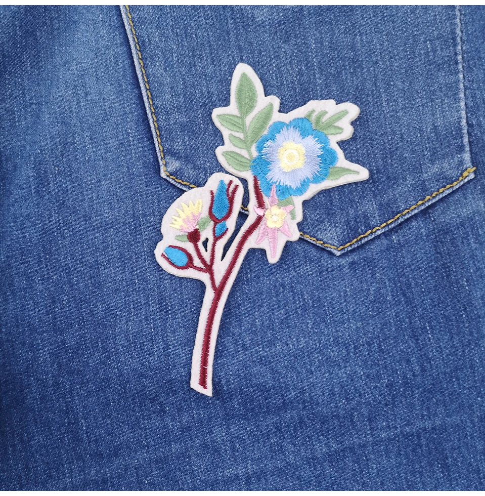 Flower Embroidered Patches For Clothes Applique Stripe Flamingo Patch Embroidery Iron On Patches For Clothes Dress T-shirt(10)
