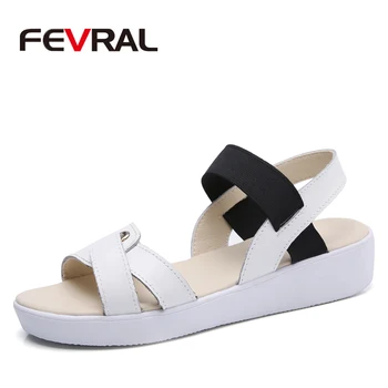 

FEVRAL Brand Hot Sale Woman Summer Beach Sandals Shoes Casual Peep-toe Flat Shoes Roman Sandals Ladies Slip On Shoes 35-40