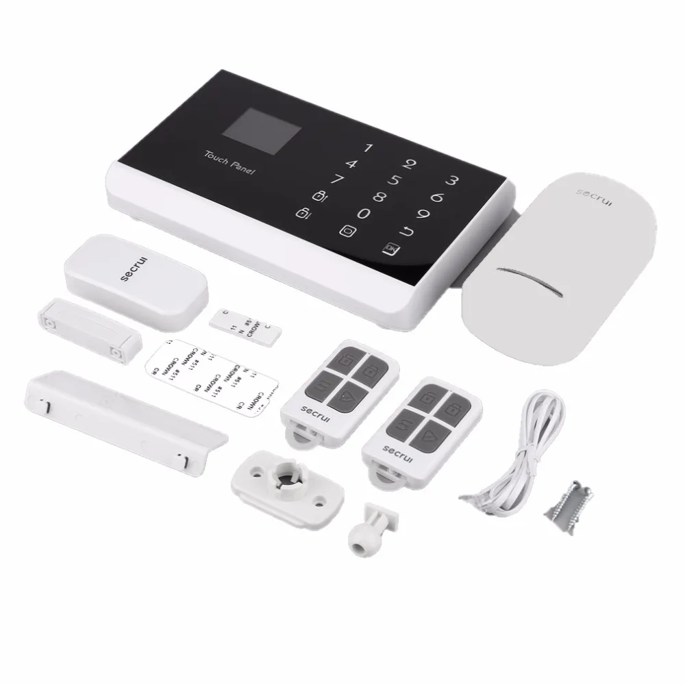 

Secrui Touch LCD Screen Intelligent GSM Burglar Alarm System Anti-thief Alarm Panel+Alarm Sensor Detector kits for Home Security