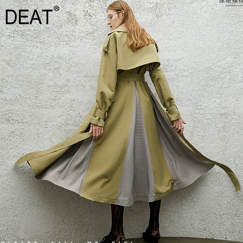 

[DEAT] 2019 summer new Streetwear Trend design wave lace Patchwork high quality thin section autumn women Windbreaker coat QH318