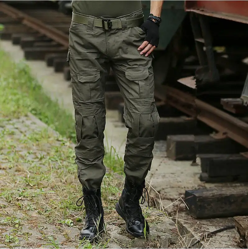 Мужские военные спецназ армейские тактические штаны камуфляжные брюки карго страйкбол Пейнтбол тонкие повседневные камуфляжные брюки карго - Цвет: Army green