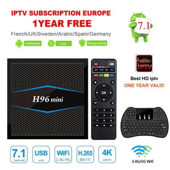 

H96 mini Android 7.1 Smart IP TV Box 2GB/16GB 4K S905W Quad Core 2.4/5GHz WiFi Bluetooth 4.0 H.265 4K IPTV Europe