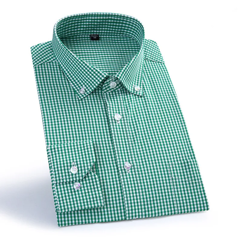 

Stripes & plaid Shirt 100% Cotton Cloth Men's Apparel Formal Long Sleeve Shirts Casual slim fit dress shirt Plus Size 4XL