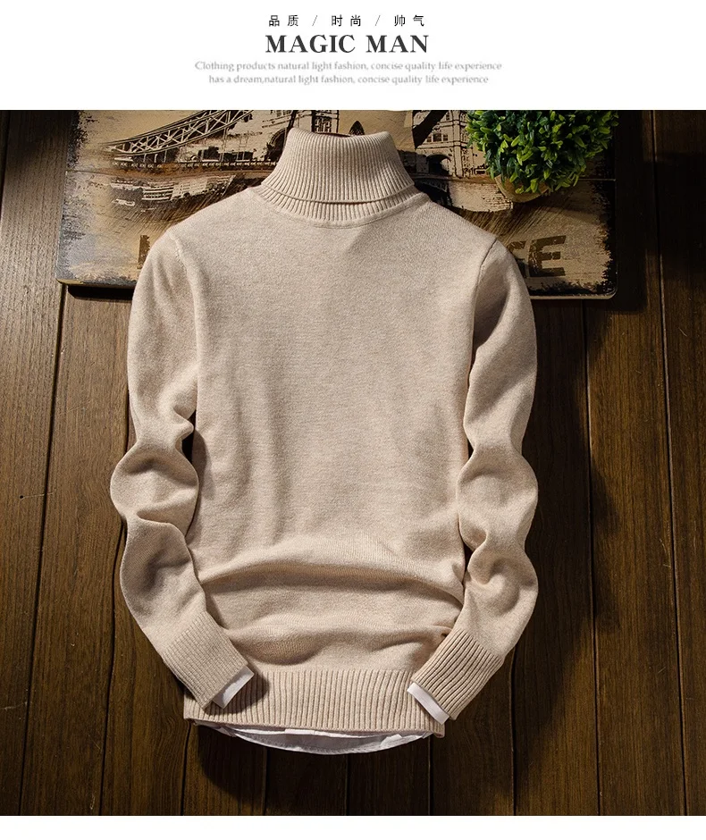 Кашемировый мужской свитер, Новое поступление, мужской Рождественский свитер с длинным рукавом, облегающий Мужской пуловер с высоким воротом MY889