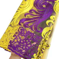 Винные последние нигерийские сетчатые кружева золотой Королевский синий Высокое качество Африканское французское кружево вышивка камни африканская кружевная ткань розовый - Цвет: Yellow purple
