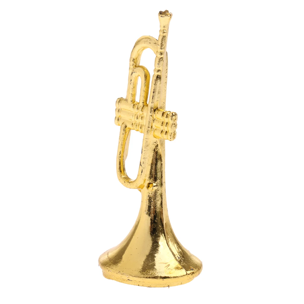 1 Piece 1/12 Dollhouse Miniature Musical Instrument Bend Brass Model Mini Figures Accessory Kids Pretend Play Toy