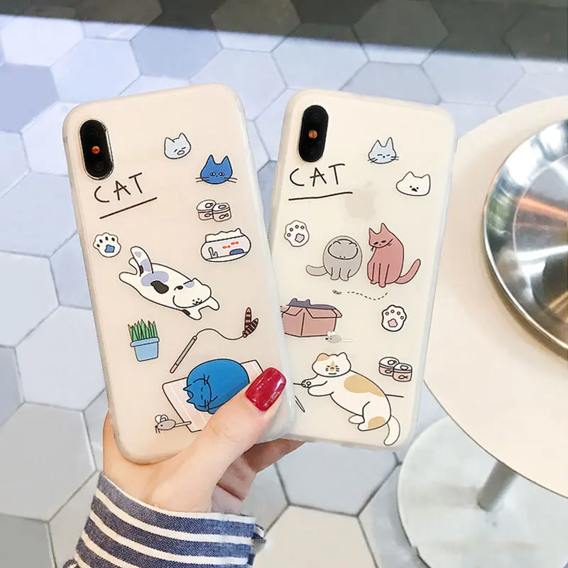 

Phone Case For iPhone 6 6s 7 8 Plus Cartoon Pattern Case For iPhone XS Max XR XS X Matte Silicone Soft TPU Shockproof Case Cover
