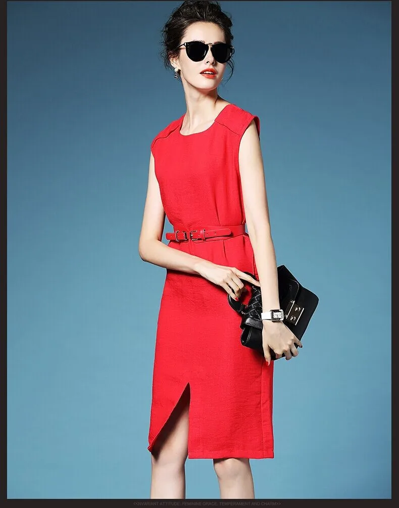 Red Linen Summer Dress