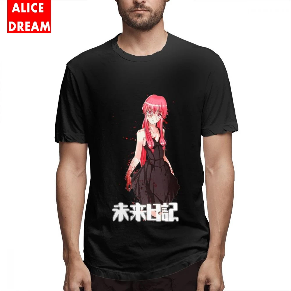 Gasai Yuno Mirai Nikki Future Diary Tee MenMan High-Q футболка с коротким рукавом и круглым вырезом S-6XL |