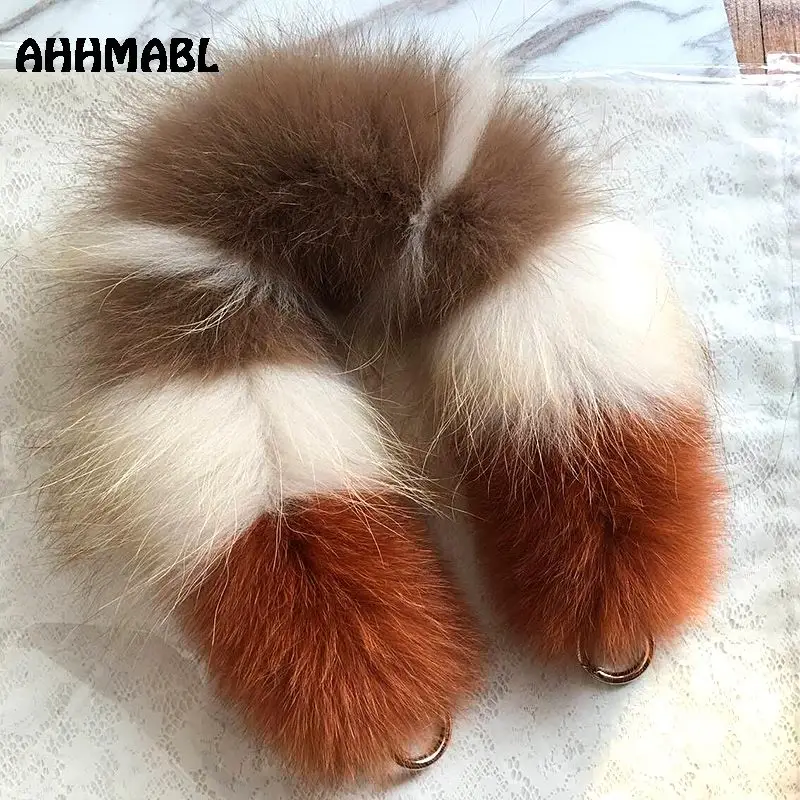55cm Replacement Bag Strap Genuine Real Fox Fur Handbag Should Straps Handle For Women Purse Belts Charm Winter Accessories R25