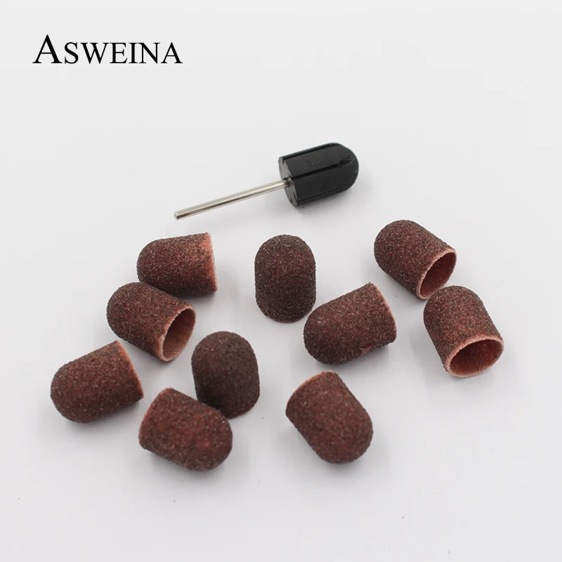 

ASWEINA 13*19mm Rubber Mandrel Grip 10pcs Sanding Bands Block Caps Nail Drill Accessories Electric Manicure Pedicure Tools