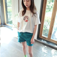 Тонкие джинсовые шорты; штаны для девочек; NNGZ; летние детские однотонные повседневные шорты в Корейском стиле с средней талией; цвет синий; Детские шорты для девочек