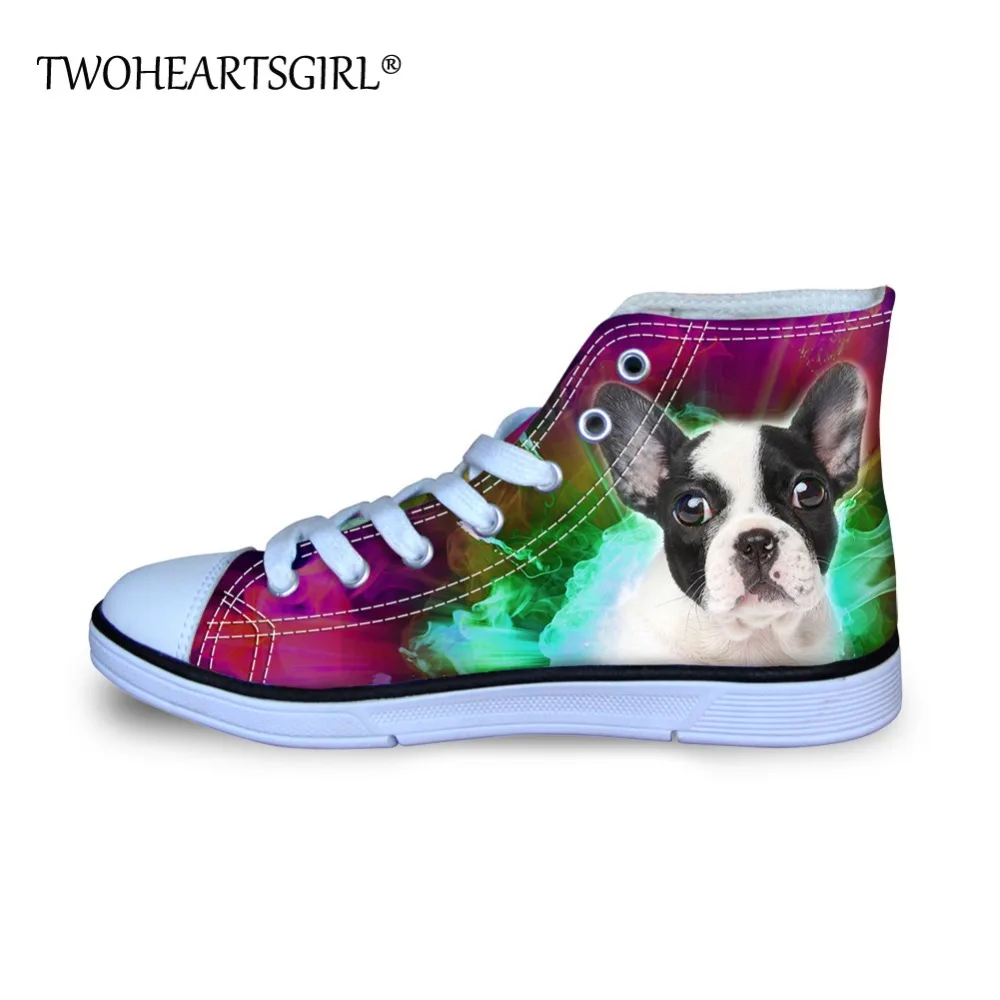 

Twoheartsgirl High Top Kids Canvas Shoes Children Sneakers Shoes for Boys Girls Galaxy Bulldog Printing Kids Walking Flats Shoes