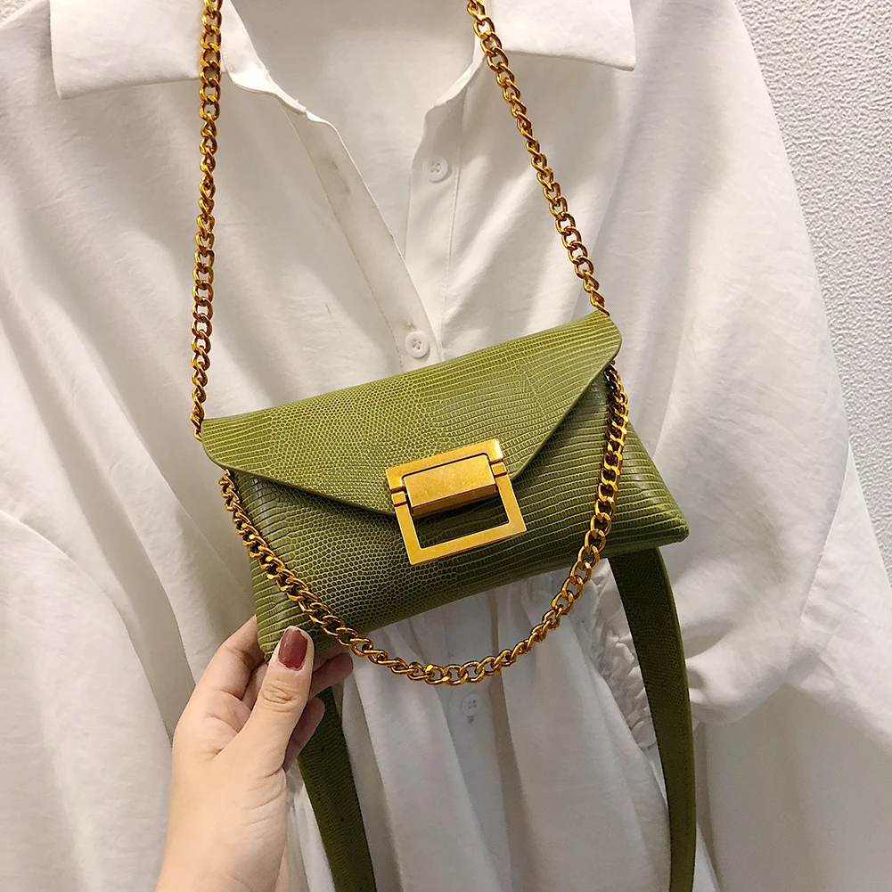 Fashion Ladies Solid Color Waist Fanny Belt Packs Shoulder Messenger Handbags PU Leather Casual Women Chain Crossbody Chest Bags