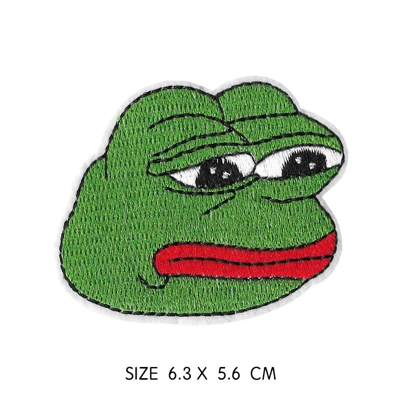 Смешной Sad Pepe The Sad Frog Meme патч Sad лягушонок Пепе вышивка нашивки значки аппликации для куртки Рюкзак - Цвет: iron on patch