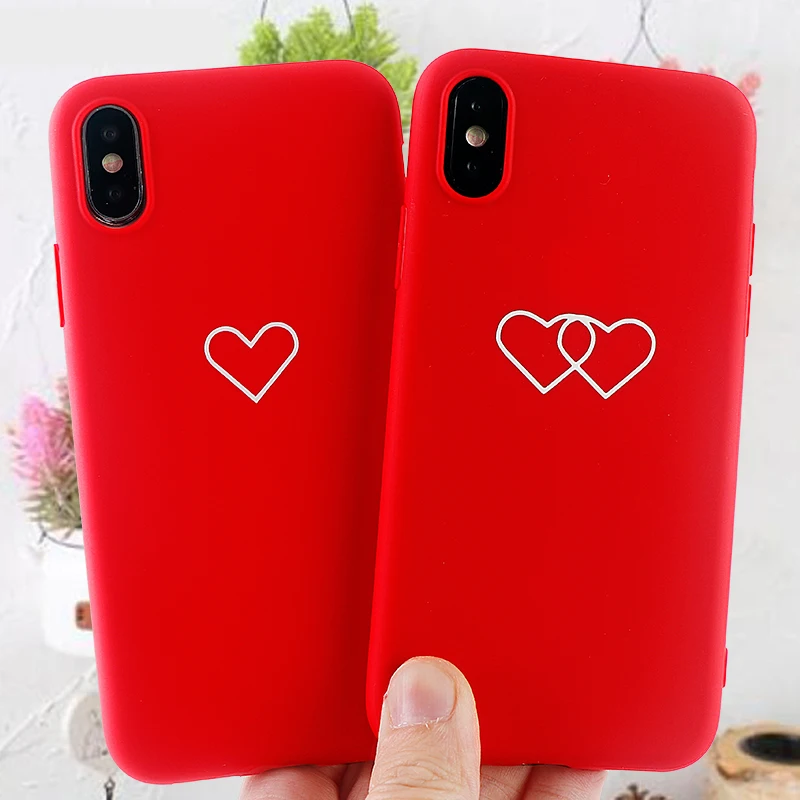 

Fashion Cell Phone Cases for IPhone X XS MAX XR 8 7 6 s Plus Case Red Heart Soft Silicone Fitted Mobile Phone Covers Accessories