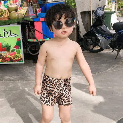 Детский купальный костюм для мальчиков; детские купальные штаны с леопардовым принтом для мальчиков среднего возраста; цвет РОЗОВЫЙ, кофейный, кофейный; нейлон; спандекс; Удобная гладкая одежда - Цвет: coffee