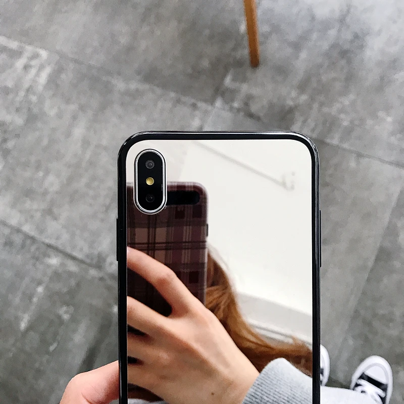 Роскошный чехол для телефона с черными краями iPhone XR XS MAX задняя крышка зеркальный
